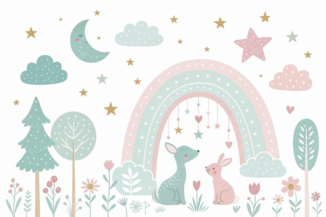 White Background Wallpaper Nursery Kids Room Wall Mural pattern artwork