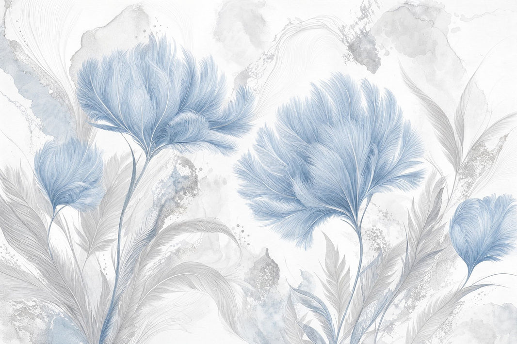 Watercolor Wallpaper Botanical Blue Flowers Removable Wall Decor pattern artwork