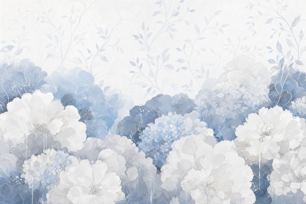 Blue Flowers Wallpaper Botanical Floral Wall Mural pattern artwork
