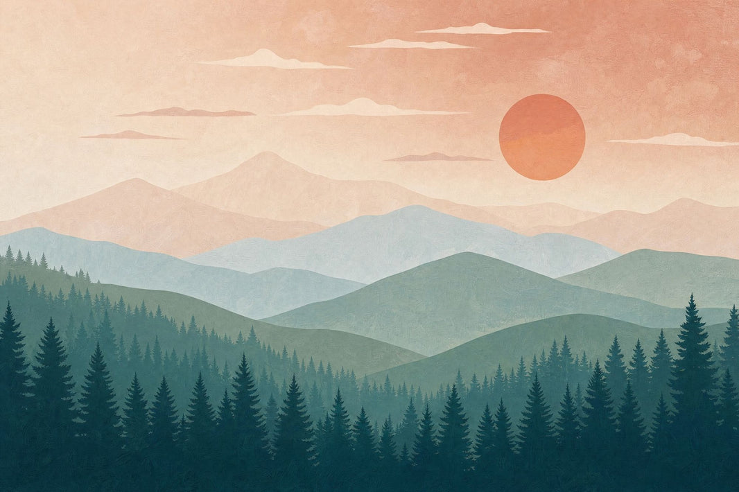 Paper Texture Wallpaper Mountain Sunset Wall Mural pattern artwork