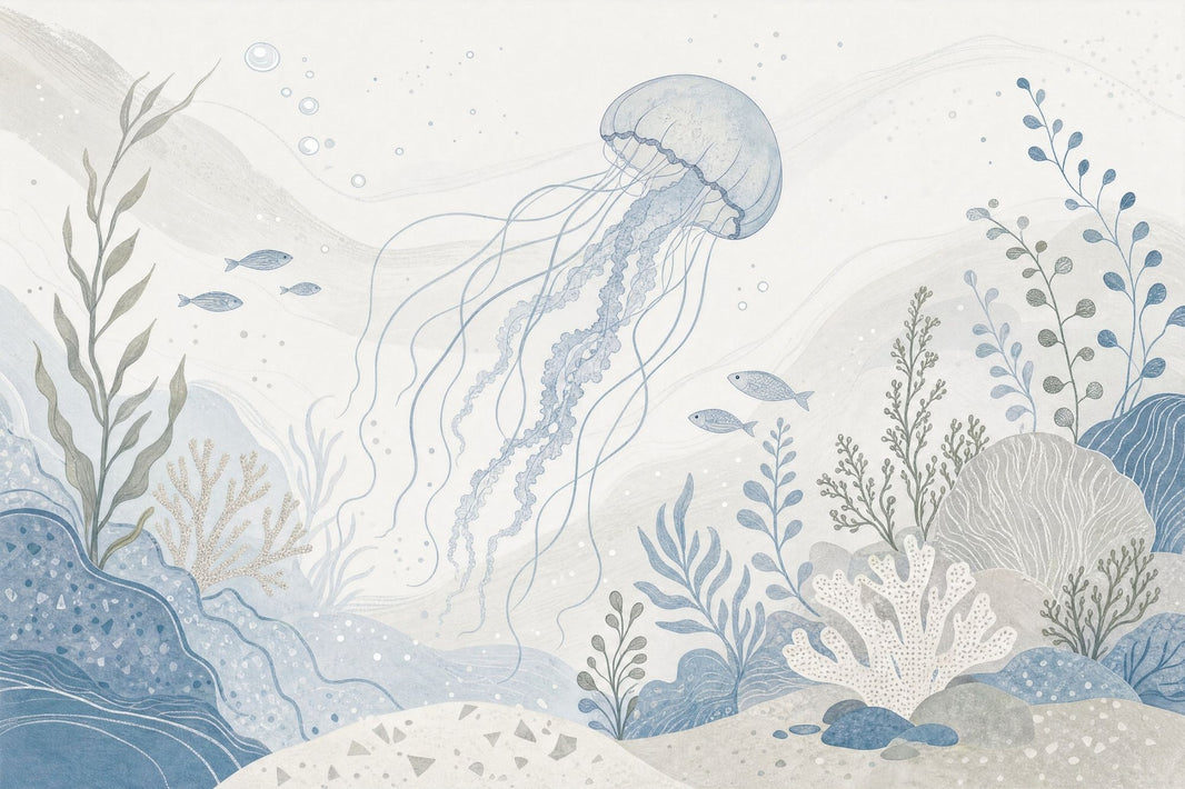 Jellyfish Wallpaper Underwater Ocean Removable Wall Decor pattern artwork