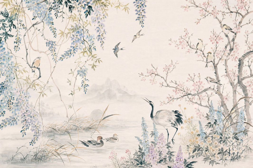 Pink Cherry Wallpaper Blossom Spring Removable Wall Decor pattern artwork