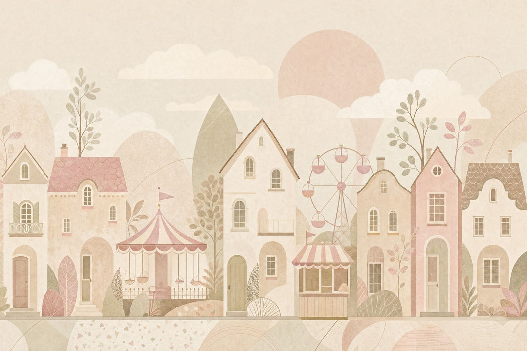 Watercolor Texture Wallpaper Pastel Village Removable Circus Wall Decor pattern artwork