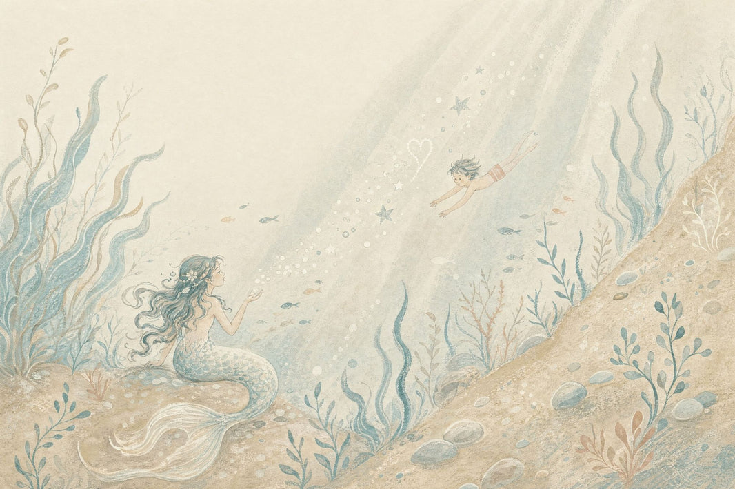 Mermaid Wallpaper Underwater Watercolor Removable Wall Decor pattern artwork