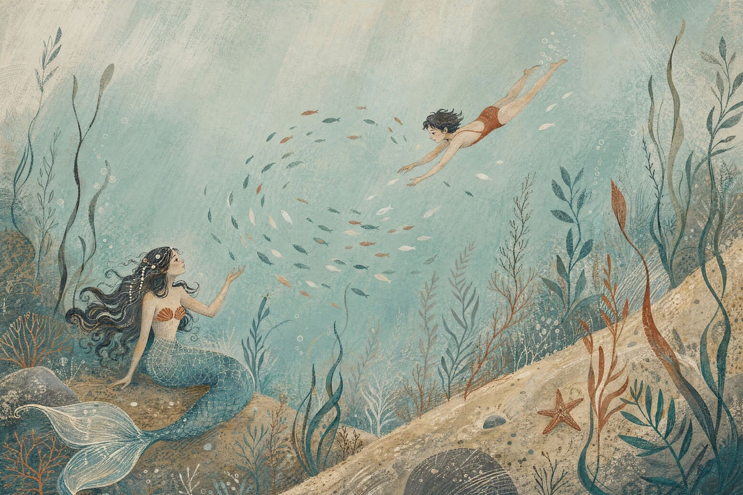 Mermaid Wallpaper Underwater Removable Ocean Wall Decor pattern artwork
