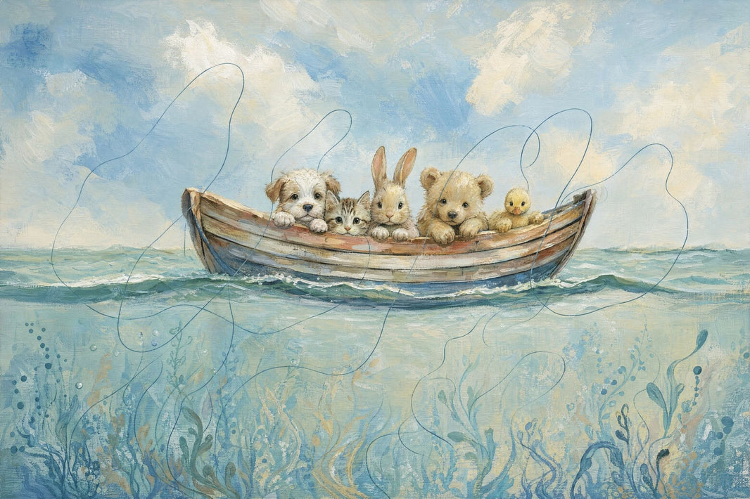 Rowboat Wallpaper Baby Animals Removable Nursery Wall Decor pattern artwork