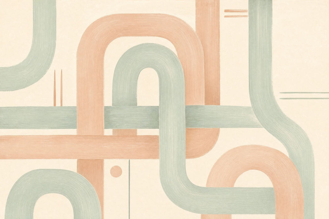 Abstract Geometric Wallpaper Rounded Arches Sage Green Wall Mural pattern artwork