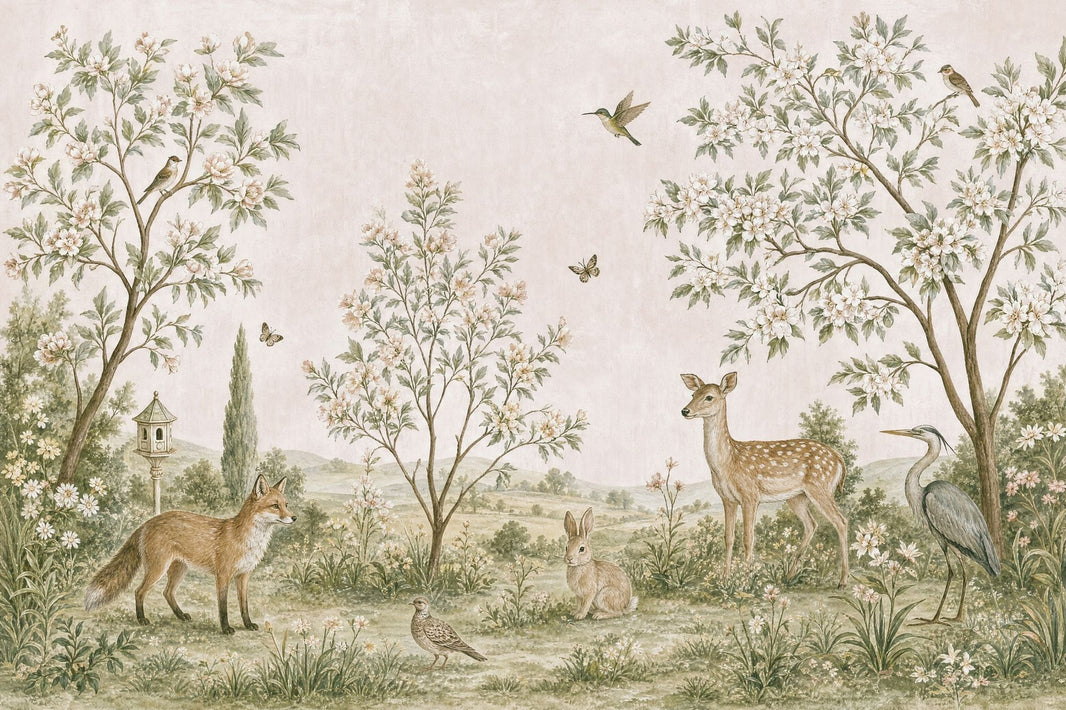 Muted Green Wallpaper Pastoral Removable Watercolor Wall Decor pattern artwork
