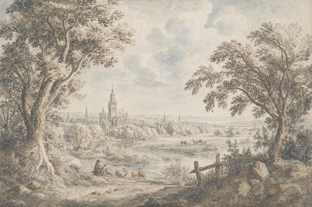 Pastoral Landscape Wallpaper Toile Vintage Removable Wall Decor pattern artwork