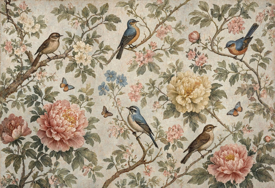 Chinoiserie Wallpaper Vintage Floral Garden Mural Removable Wall Decor pattern artwork