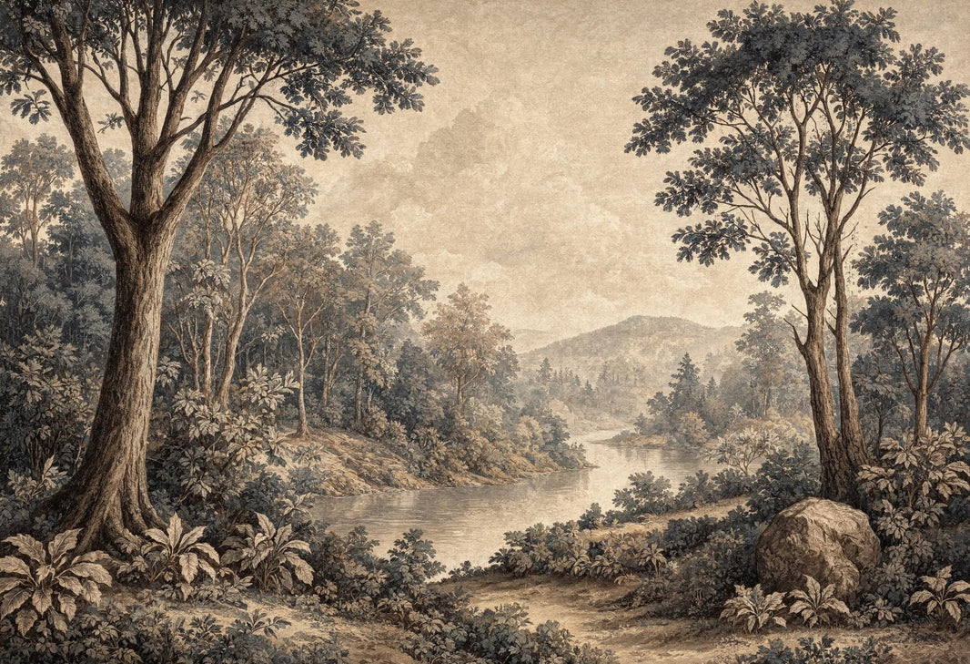 Vintage Landscape Wallpaper Forest Scenic Wallpaper Wall Mural pattern artwork