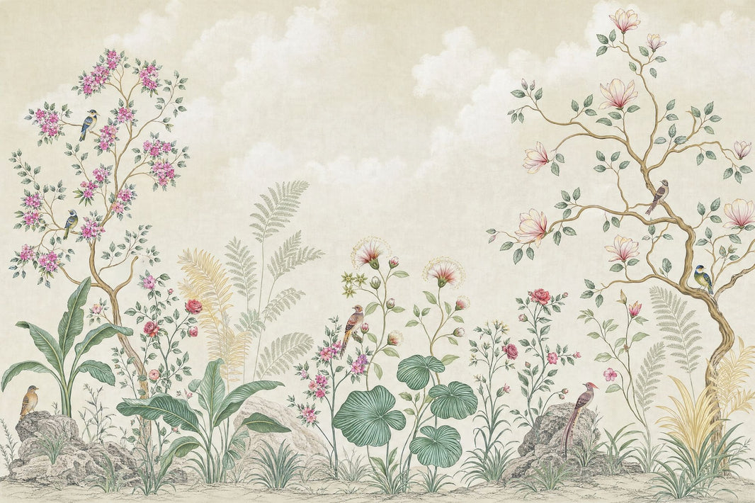 Chinoiserie Wallpaper Botanical Floral Garden Wall Mural pattern artwork