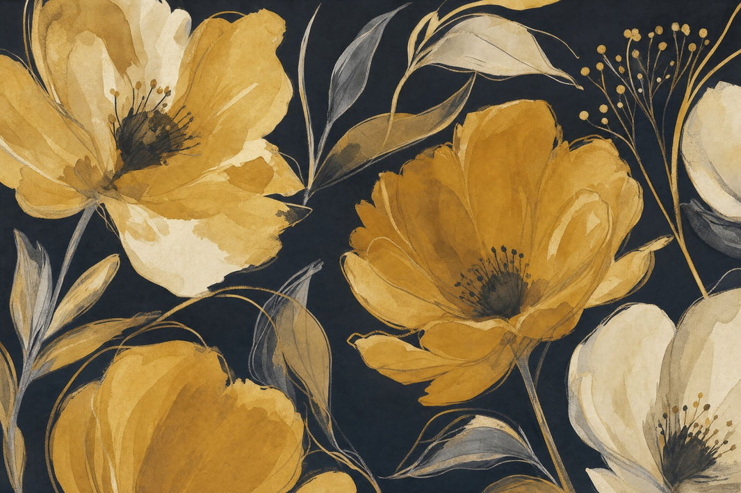 Dark Floral Wallpaper Moody Botanical Removable Wall Decor pattern artwork