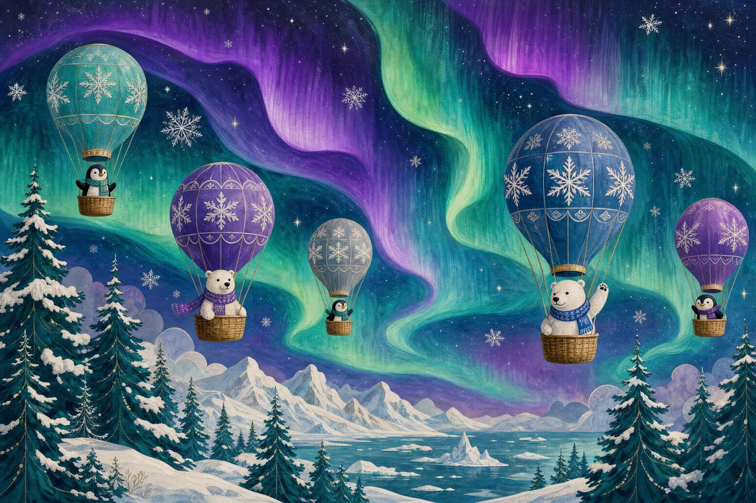 Aurora Borealis Wallpaper Starry Sky Arctic Animals Removable Wall Decor pattern artwork
