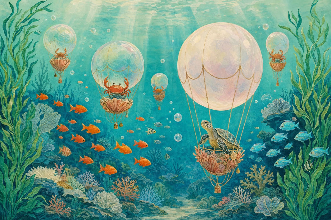 Underwater Wallpaper Sea Turtle Whimsical Wall Mural pattern artwork