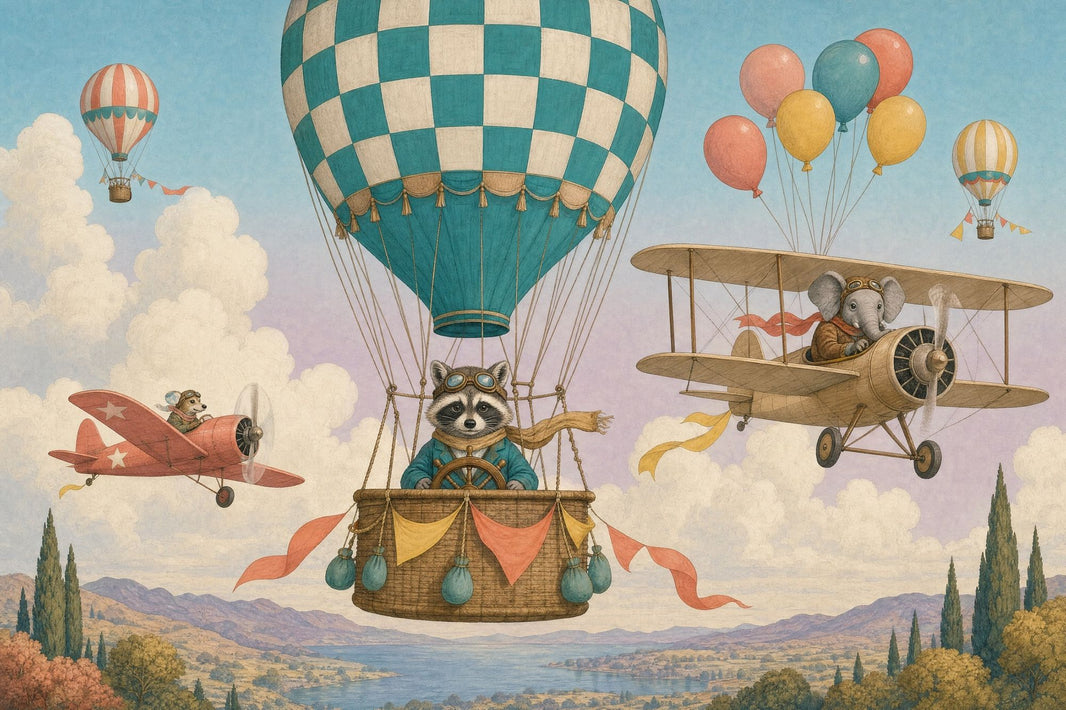 Hot Air Balloon Wallpaper Airplane Pilot Wall Mural pattern artwork