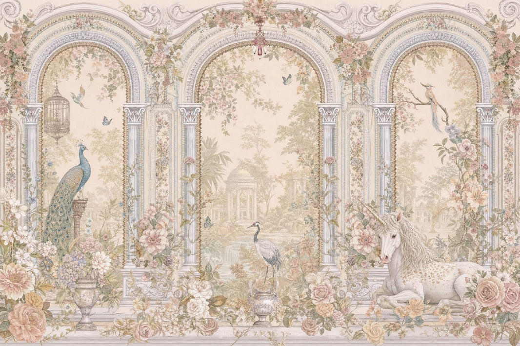 Muted Green Wallpaper Romantic Chinoiserie Removable Wall Decor pattern artwork