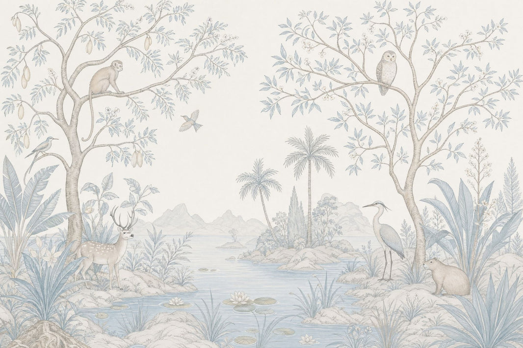 Chinoiserie Wallpaper Toile Landscape Wall Mural pattern artwork