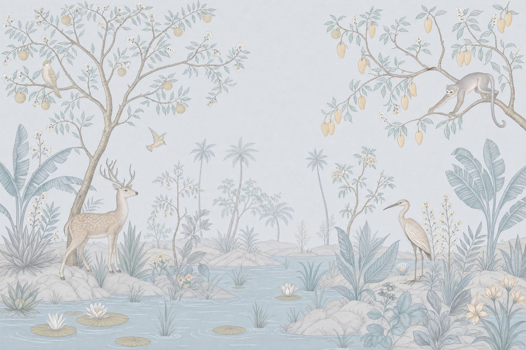 Chinoiserie Wallpaper Tropical Landscape Removable Garden Mural Wall Decor pattern artwork