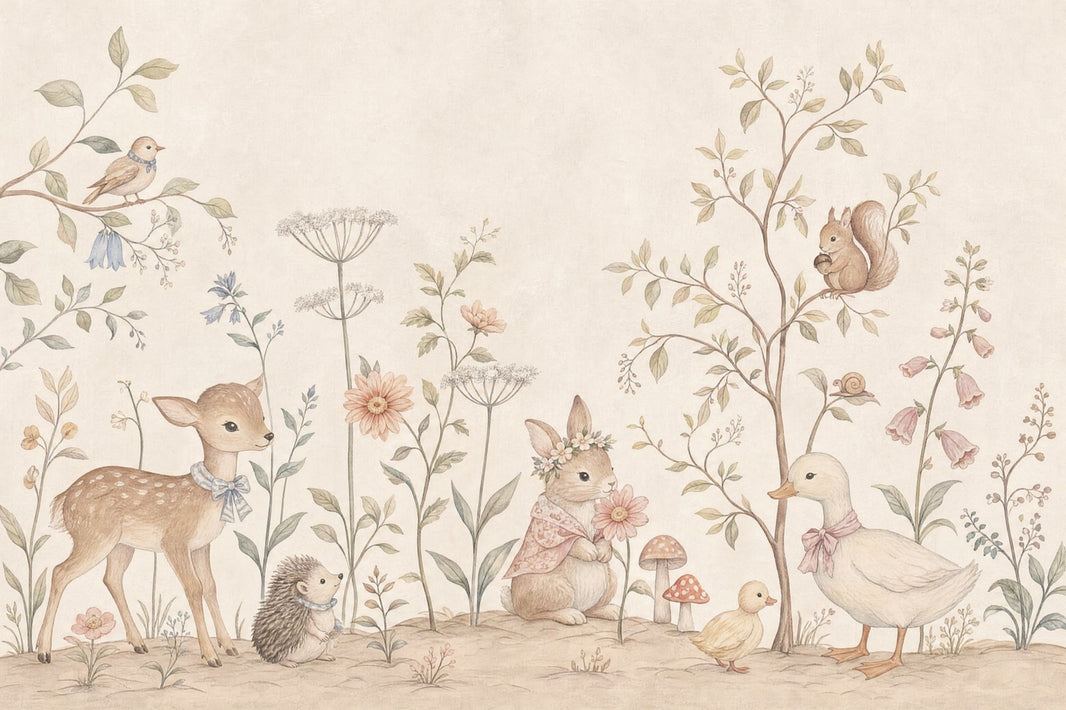 Woodland Animals Wallpaper Nursery Watercolor Removable Wall Decor pattern artwork