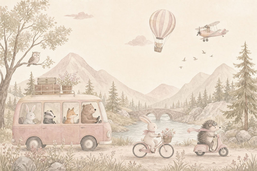 Hot Air Balloon Wallpaper Vintage Watercolor Removable Wall Decor pattern artwork
