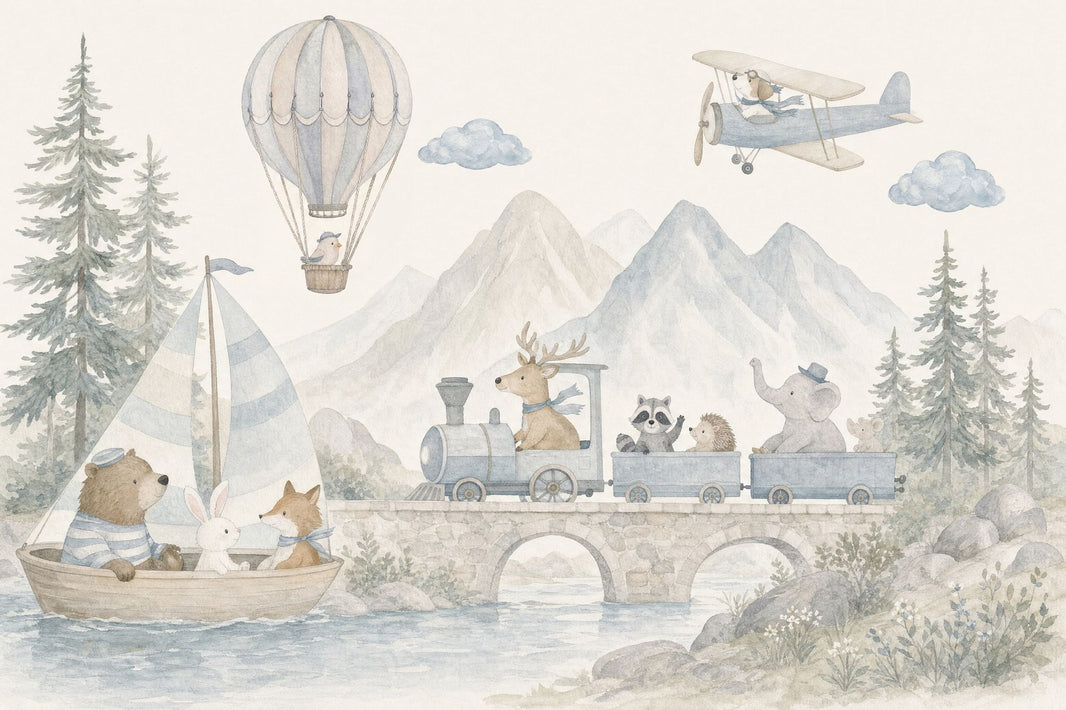 Hot Air Balloon Wallpaper Watercolor Kids Wall Mural pattern artwork