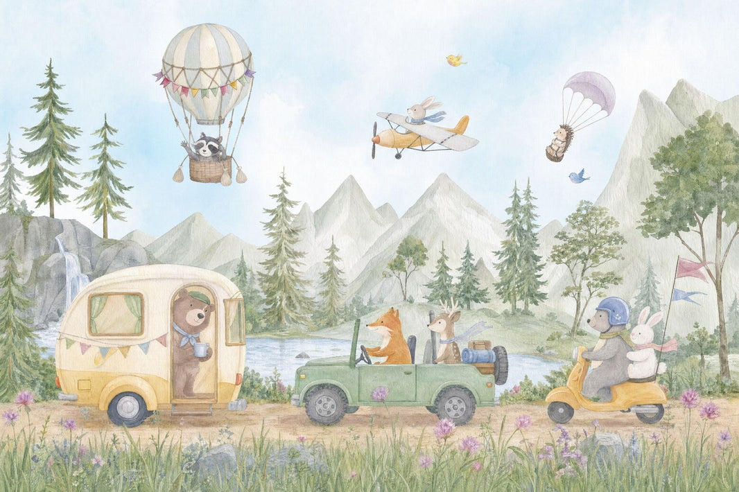 Watercolor Texture Wallpaper Hot Air Balloon Removable Hot Air Balloon Wall Decor pattern artwork
