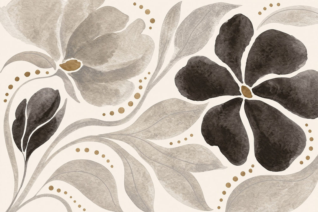 Watercolor Floral Wallpaper Abstract Flowers Modern Botanical Wall Mural pattern artwork