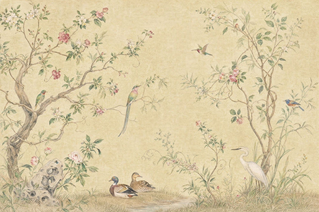 Chinoiserie Wallpaper Floral Removable Birds Wall Decor pattern artwork