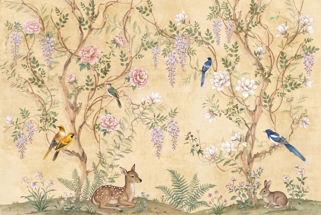 Chinoiserie Wallpaper Floral Garden Wall Mural pattern artwork