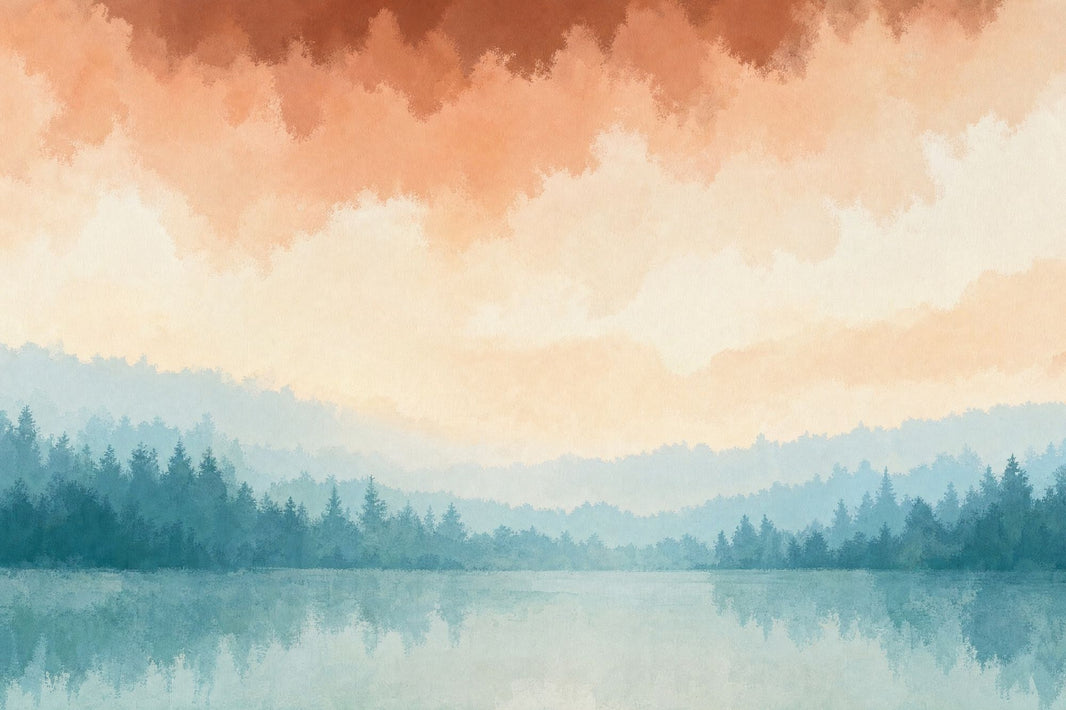 Misty Forest Wallpaper Foggy Woodland Removable Watercolor Landscape Wall Decor pattern artwork