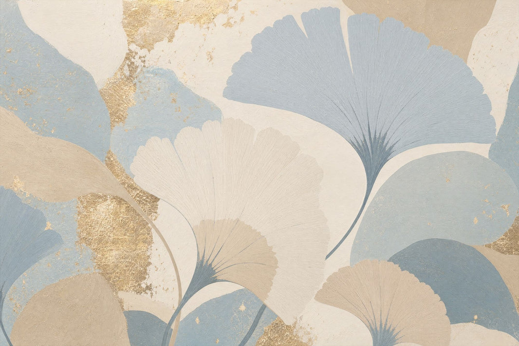 Ginkgo Leaves Wallpaper Botanical Gold Metallic Removable Wall Decor pattern artwork