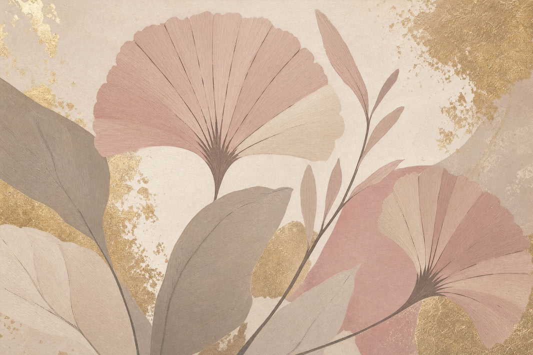 Ginkgo Leaves Wallpaper Botanical Removable Gold Leaf Wall Decor pattern artwork