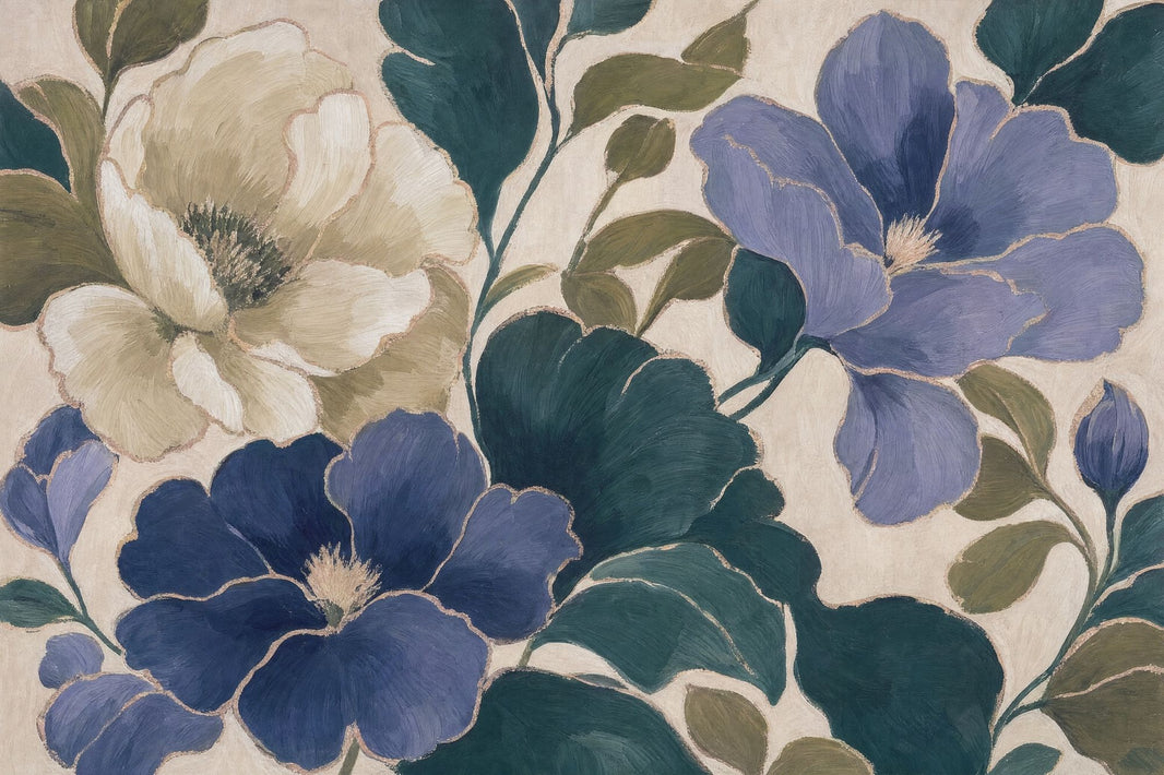 Large Scale Blooms Wallpaper Botanical Cream Background Removable Wall Decor pattern artwork