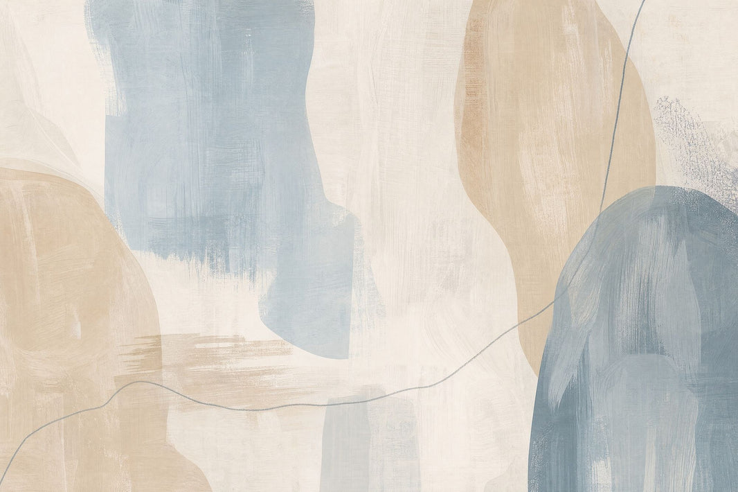 Organic Shapes Wallpaper Muted Blue Brush Texture Wall Mural pattern artwork