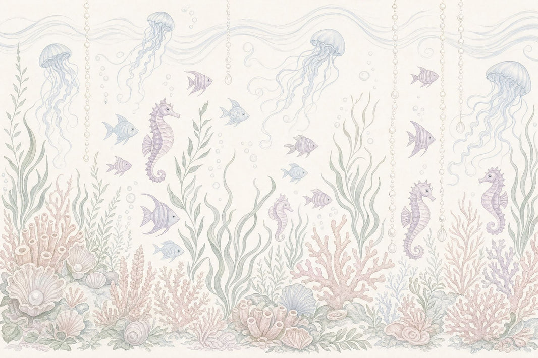 Underwater Wallpaper Coastal Jellyfish Wall Mural pattern artwork
