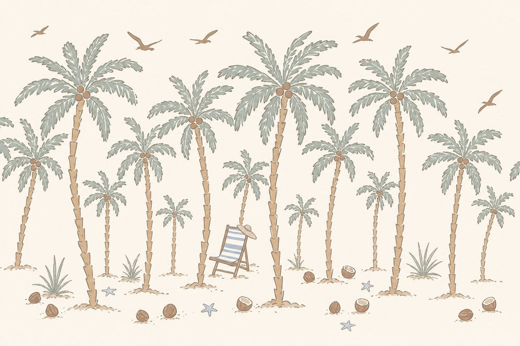 Tropical Beach Wallpaper Seaside Removable Palm Tree Wall Decor pattern artwork