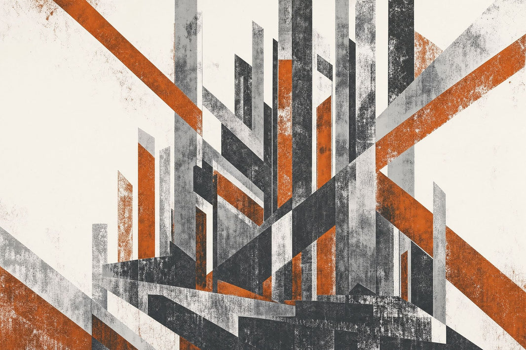 Urban Skyline Wallpaper Geometric Industrial Wall Mural pattern artwork