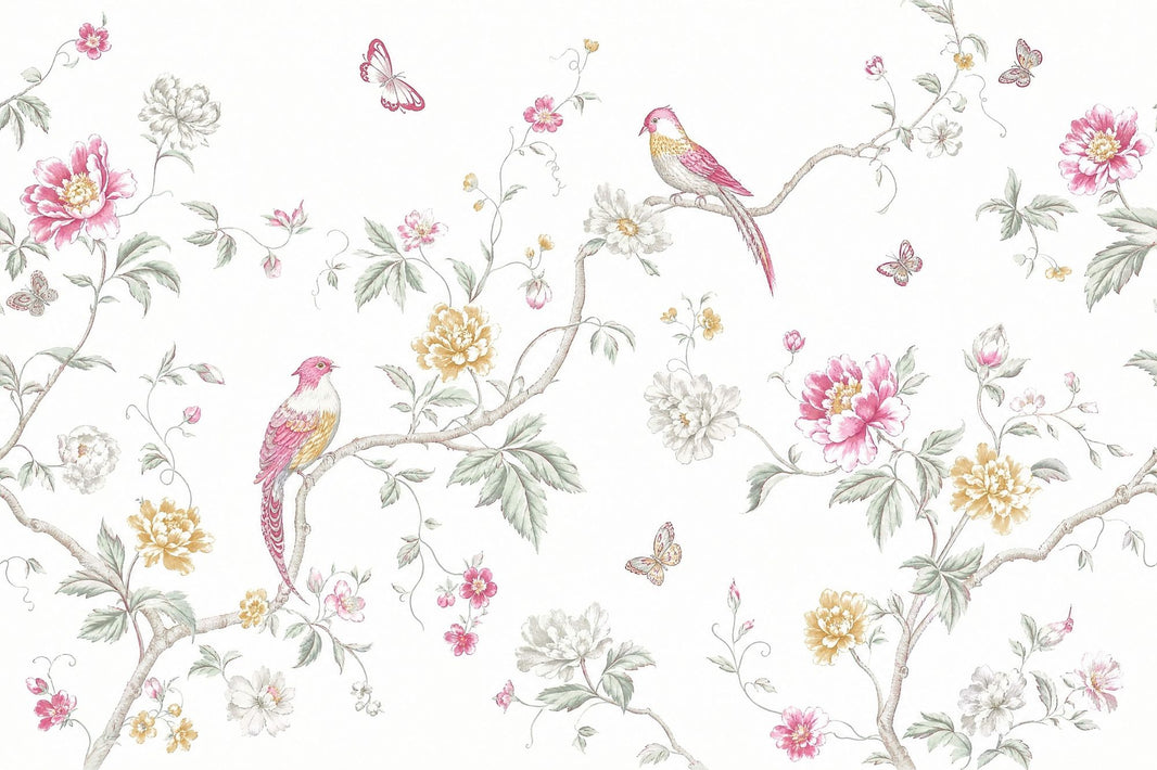 White Background Wallpaper Floral Removable Botanical Wall Decor pattern artwork