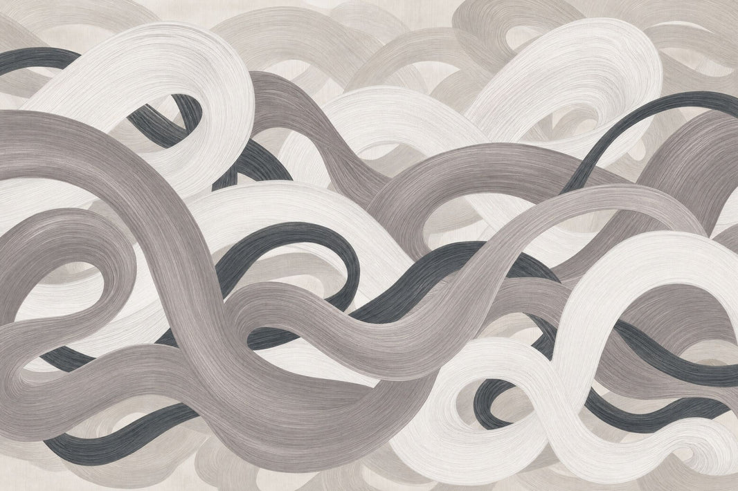 Looping Ribbons Wallpaper Brushstroke Texture Modern Wall Mural pattern artwork