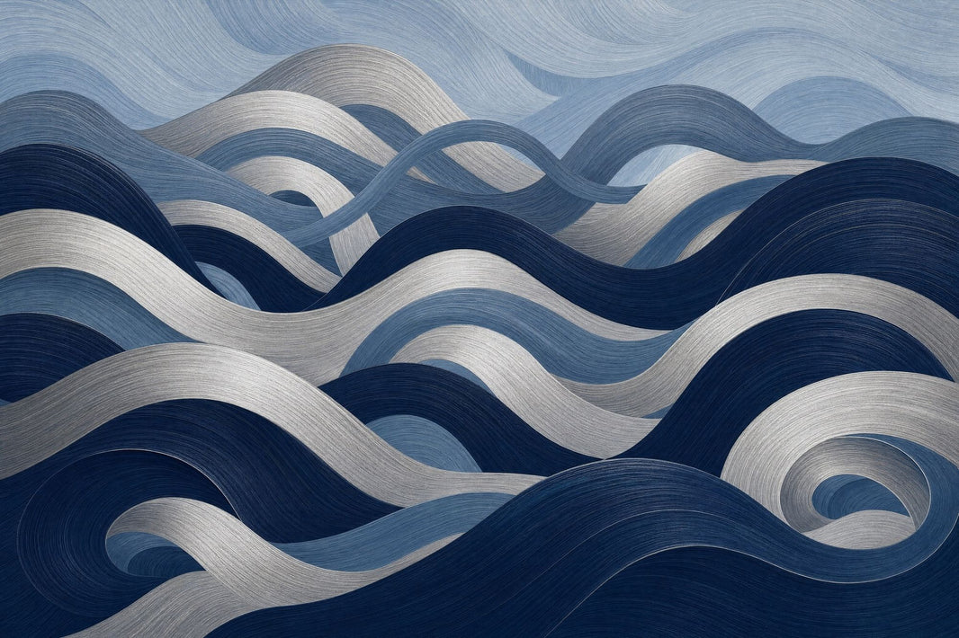 Abstract Waves Wallpaper Dark Navy Removable Coastal Wall Decor pattern artwork