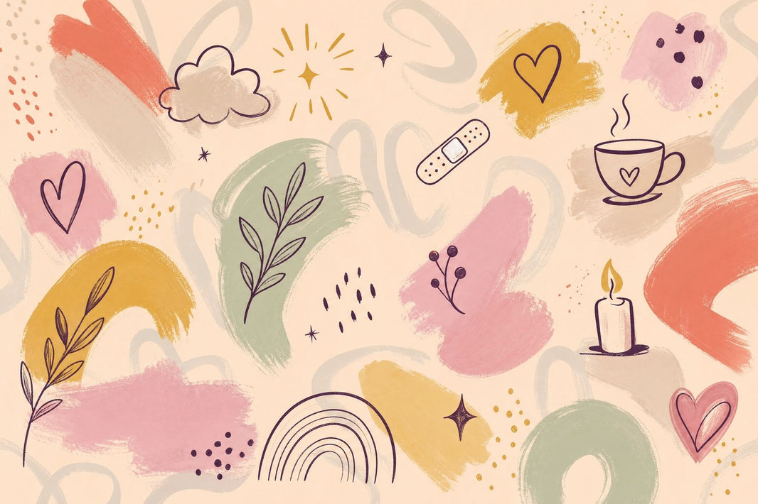 Abstract Doodles Wallpaper Hand Drawn Cream Background Wall Mural pattern artwork