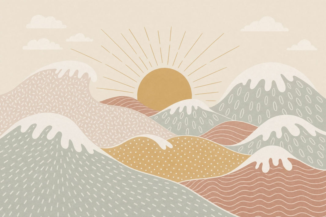 Abstract Landscape Wallpaper Rolling Hills Sunrise Removable Wall Decor pattern artwork