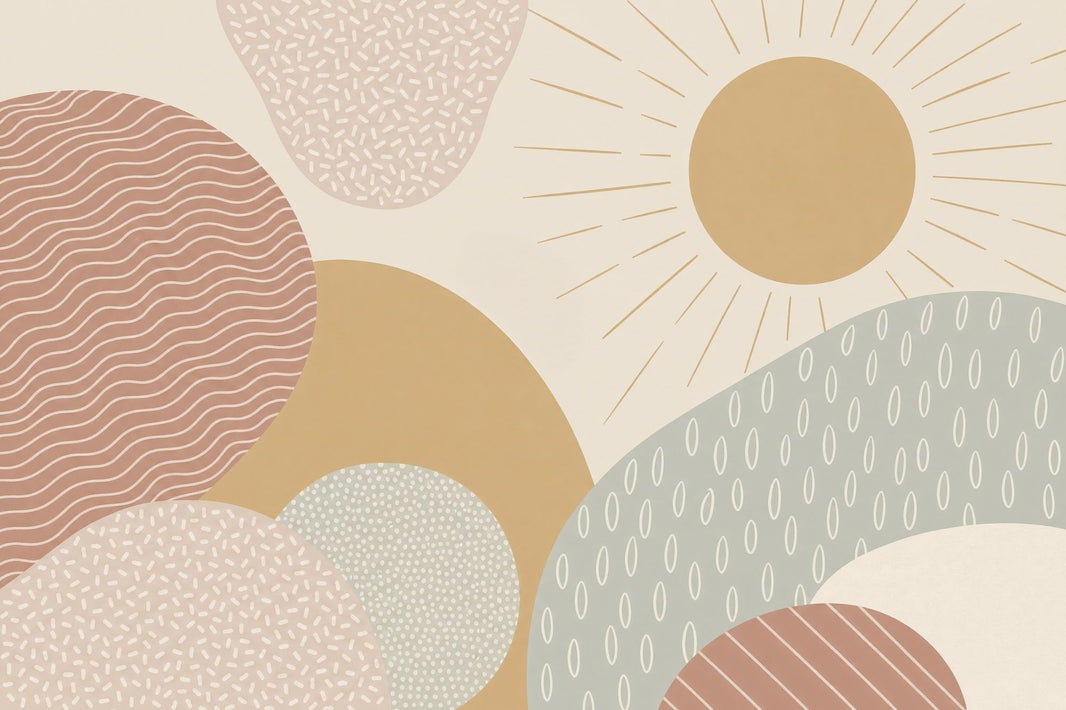 Sunburst Wallpaper Abstract Removable Boho Wall Decor pattern artwork