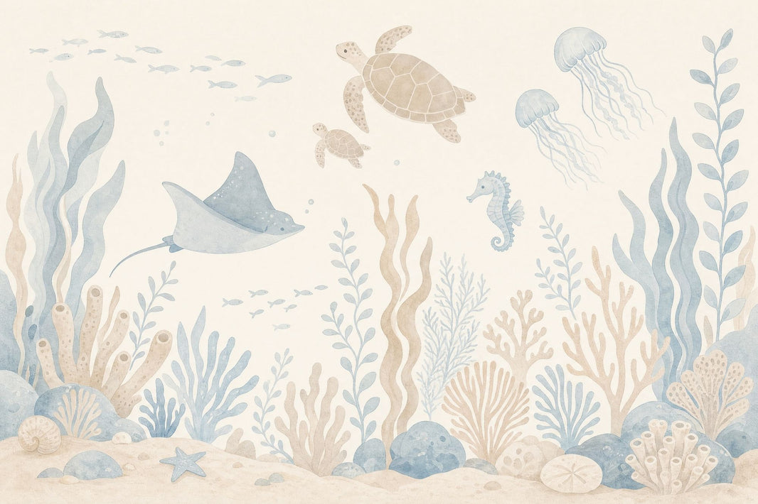 Sea Turtles Wallpaper Underwater Removable Ocean Wall Decor pattern artwork