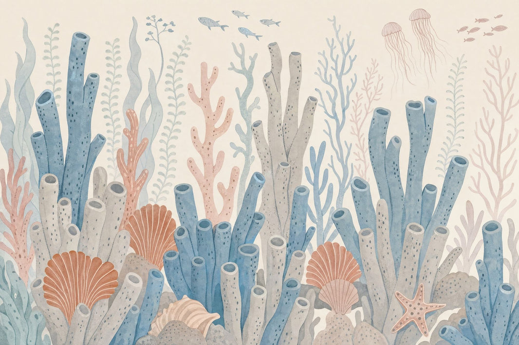 Coral Reef Wallpaper Underwater Removable Coastal Wall Decor pattern artwork