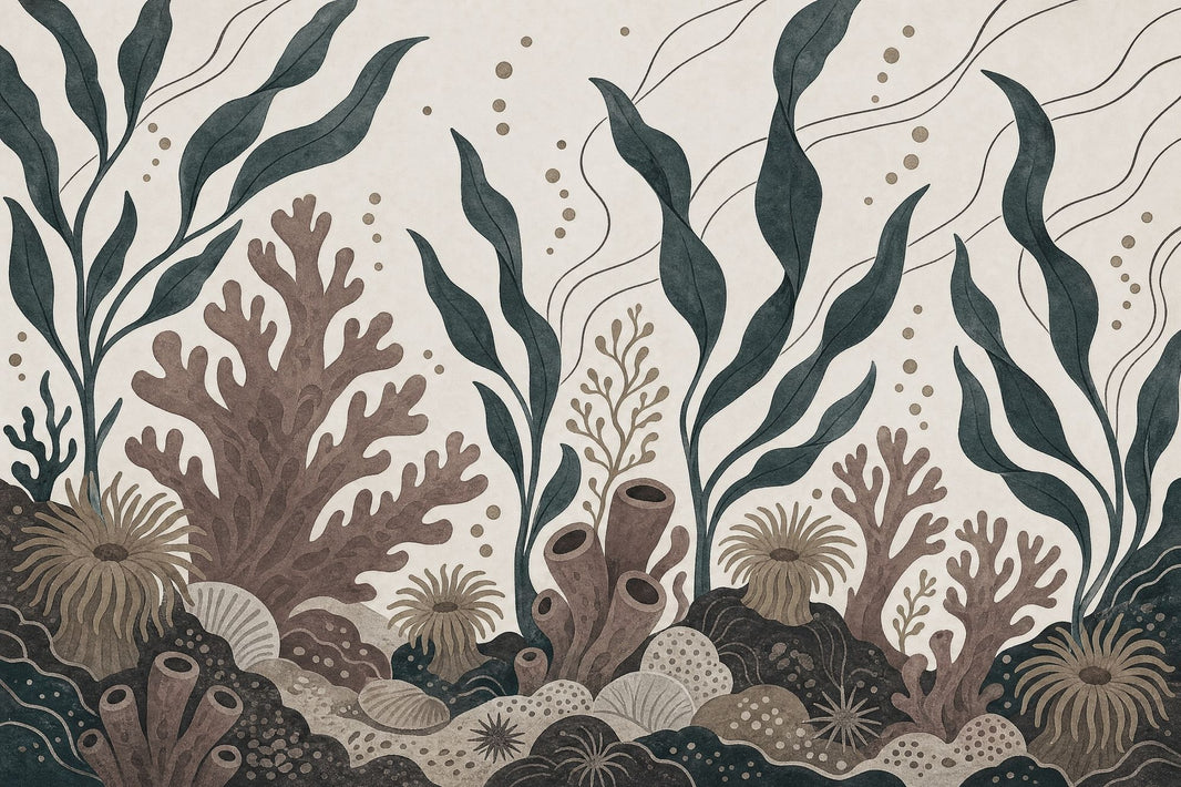 Watercolor Texture Wallpaper Seaweed Removable Coral Wall Decor pattern artwork