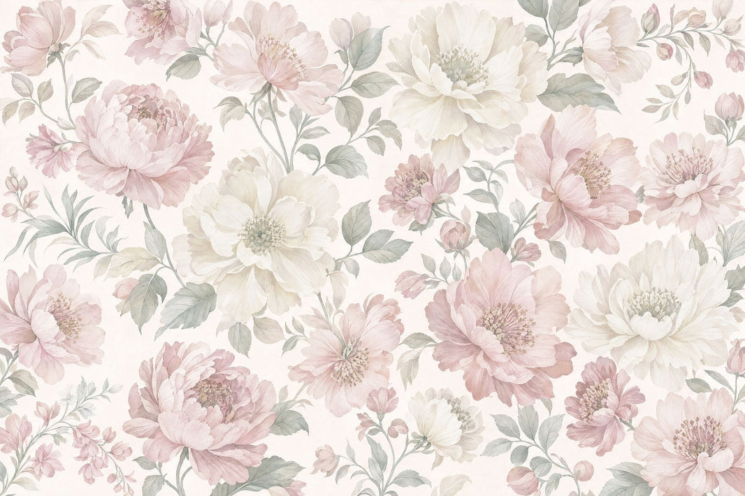 Watercolor Wallpaper Pink Flowers Vintage Removable Wall Decor pattern artwork