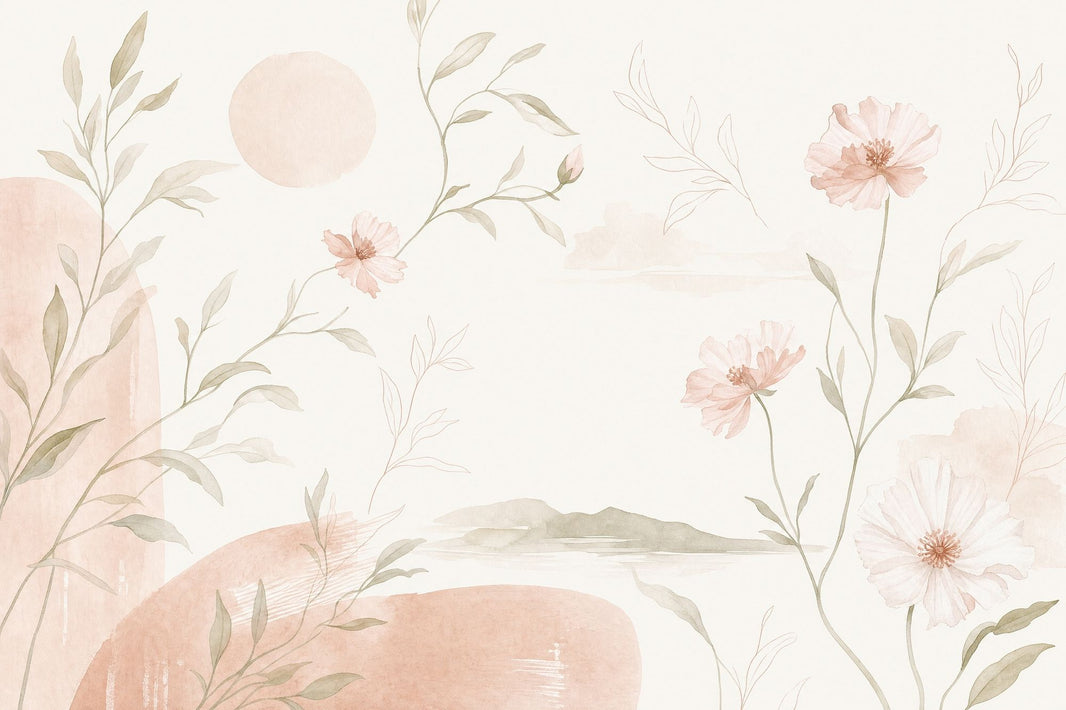 Watercolor Wallpaper Blush Pink Removable Botanical Wall Decor pattern artwork