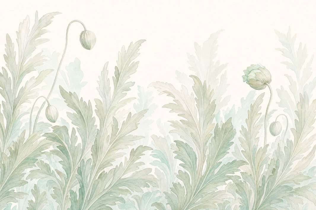 Botanical Wallpaper Watercolor Sage Green Removable Wall Decor pattern artwork